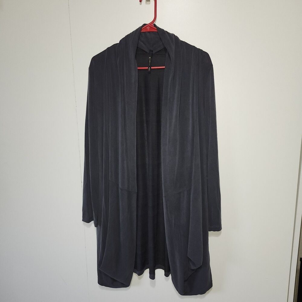 IC by Connie K Gray Black Drape Front Cardigan Sweater Women’s Medium Knit - Picture 7 of 7